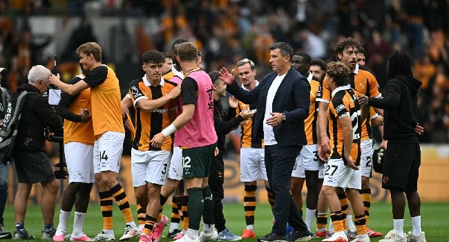 Hull City’s Turkish owner Acun Ilicali celebrates during the English Premier League football match between Hull City and Manchester United at the MKM Stadium in Kingston upon Hull, eastern England on August 22, 2026. (Photo by Paul ELLIS / AFP)